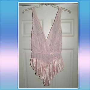Vintage (NEW) Lace & Nylon Pink Teddy size Small